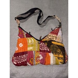 Kathmandu Imports Patchwork Hobo Bag Vibrant‎ Kantha Stitching Crossbody